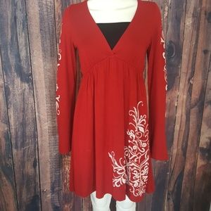 Boutique Cherry Red Long Sleeve Dress